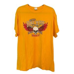 Weirs Beach 2017 Bike Rally Graphic T-shirt Biker Mens L Motorcycle Skeleton